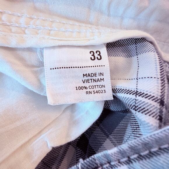 Old Navy Plaid Flat-Front Shorts Men’s 33 Blue white Cotton - Picture 4 of 9